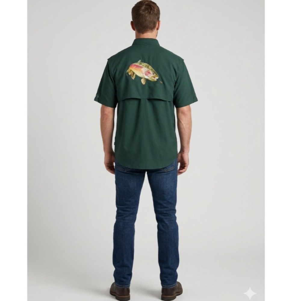 Tiger Hill New Performance Button Down Shirt Size XL Poplin Fishing Embroidered